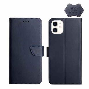 For iPhone 11 Genuine Leather Fingerprint-proof Horizontal Flip Phone Case (Blue)