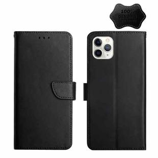 For iPhone 11 Pro Max Genuine Leather Fingerprint-proof Horizontal Flip Phone Case (Black)