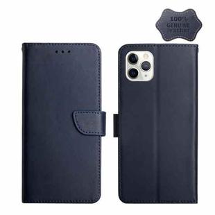 For iPhone 11 Pro Max Genuine Leather Fingerprint-proof Horizontal Flip Phone Case (Blue)