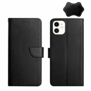 For iPhone 12 mini Genuine Leather Fingerprint-proof Horizontal Flip Phone Case (Black)