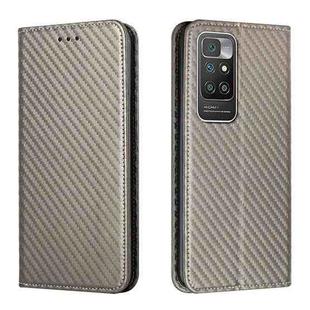 For Xiaomi Redmi 10 Carbon Fiber Texture Flip Holder Leather Phone Case(Grey)
