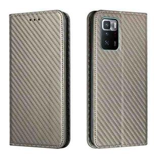 For Xiaomi Redmi Note 10 Pro 5G Carbon Fiber Texture Flip Holder Leather Phone Case(Grey)