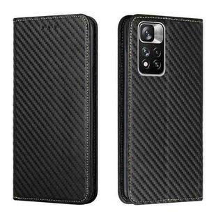 For Xiaomi Redmi Note 11 Pro 5G CN Version Carbon Fiber Texture Flip Holder Leather Phone Case(Black)