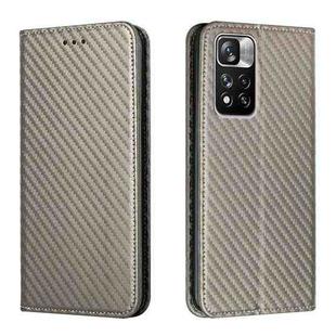 For Xiaomi Redmi Note 11 Pro 5G CN Version Carbon Fiber Texture Flip Holder Leather Phone Case(Grey)