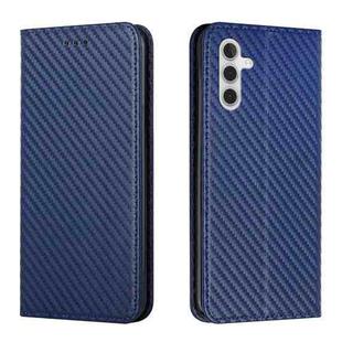 For Samsung Galaxy A13 5G Carbon Fiber Texture Flip Holder Leather Phone Case(Blue)