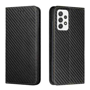 For Samsung Galaxy A33 5G Carbon Fiber Texture Flip Holder Leather Phone Case(Black)