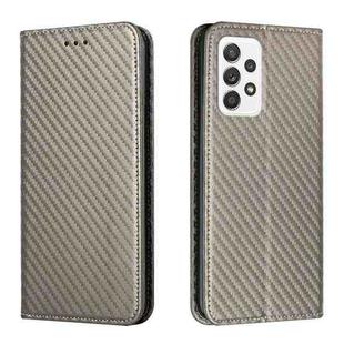 For Samsung Galaxy A53 Carbon Fiber Texture Flip Holder Leather Phone Case(Grey)