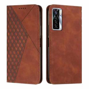 For Tecno Camon 17P / 17 Pro Diamond Splicing Skin Feel Magnetic Leather Phone Case(Brown)