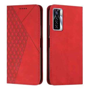 For Tecno Camon 17P / 17 Pro Diamond Splicing Skin Feel Magnetic Leather Phone Case(Red)