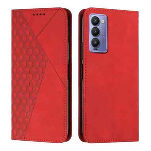 For Tecno Camon 18P / 18 Diamond Splicing Skin Feel Magnetic Leather Phone Case(Red)