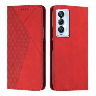 For Tecno Camon 18 Premier Diamond Splicing Skin Feel Magnetic Leather Phone Case(Red)