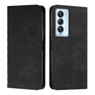 For Tecno Camon 18 Premier Diamond Splicing Skin Feel Magnetic Leather Phone Case(Black)
