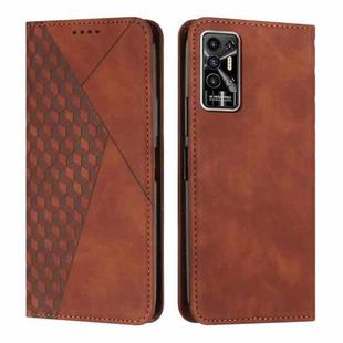 For Tecno Pova 2 Diamond Splicing Skin Feel Magnetic Leather Phone Case(Brown)