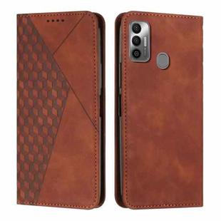 For Tecno Spark 7 Diamond Splicing Skin Feel Magnetic Leather Phone Case(Brown)
