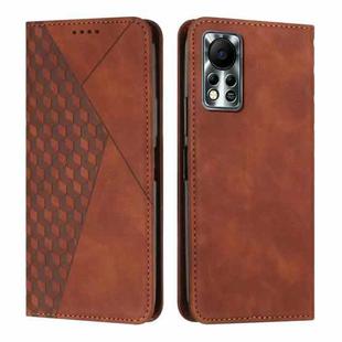 For Infinix Hot 11S NFC Diamond Splicing Skin Feel Magnetic Leather Phone Case(Brown)