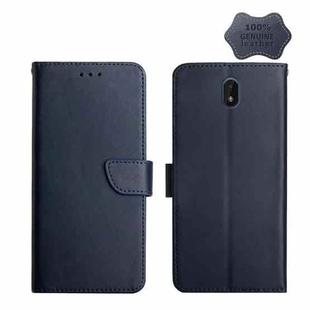 For Nokia C01 Plus Genuine Leather Fingerprint-proof Horizontal Flip Phone Case(Blue)