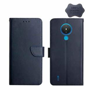 For Nokia 1.4 Genuine Leather Fingerprint-proof Horizontal Flip Phone Case(Blue)