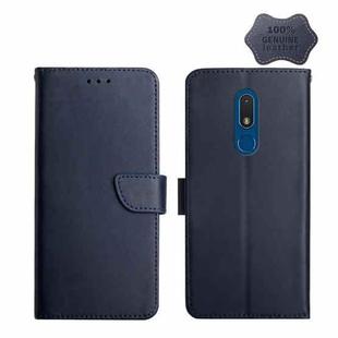 For Nokia C3 Genuine Leather Fingerprint-proof Horizontal Flip Phone Case(Blue)