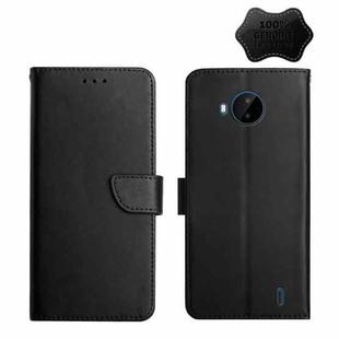 For Nokia C20 Plus Genuine Leather Fingerprint-proof Horizontal Flip Phone Case(Black)