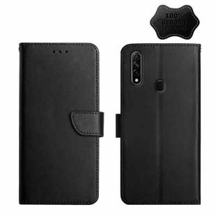 For OPPO A8 Genuine Leather Fingerprint-proof Horizontal Flip Phone Case(Black)