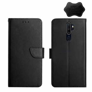 For OPPO A9 2020 Genuine Leather Fingerprint-proof Horizontal Flip Phone Case(Black)