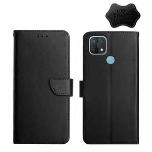 For OPPO A15 Genuine Leather Fingerprint-proof Horizontal Flip Phone Case(Black)