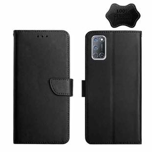 For OPPO A52/A72/A92 Genuine Leather Fingerprint-proof Horizontal Flip Phone Case(Black)