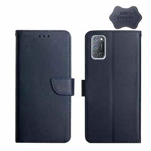 For OPPO A52/A72/A92 Genuine Leather Fingerprint-proof Horizontal Flip Phone Case(Blue)
