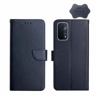 For OPPO A54 5G Genuine Leather Fingerprint-proof Horizontal Flip Phone Case(Blue)
