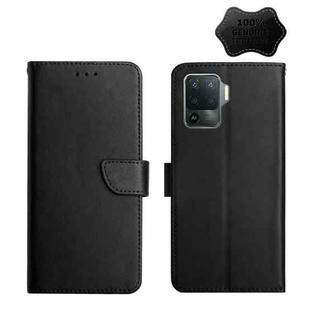 For OPPO A94 Genuine Leather Fingerprint-proof Horizontal Flip Phone Case(Black)