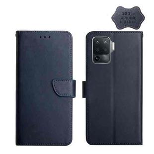 For OPPO A94 Genuine Leather Fingerprint-proof Horizontal Flip Phone Case(Blue)