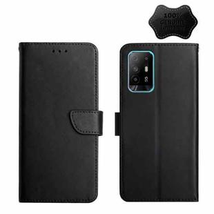 For OPPO A94 5G Genuine Leather Fingerprint-proof Horizontal Flip Phone Case(Black)