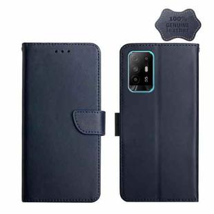 For OPPO A94 5G Genuine Leather Fingerprint-proof Horizontal Flip Phone Case(Blue)