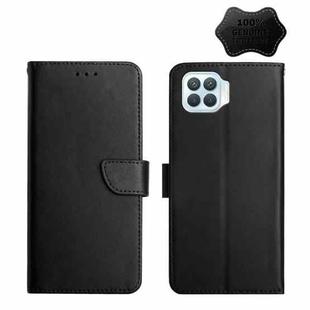 For OPPO F17 Genuine Leather Fingerprint-proof Horizontal Flip Phone Case(Black)