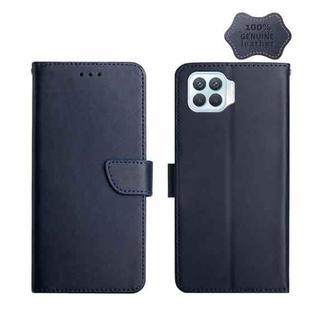 For OPPO F17 Genuine Leather Fingerprint-proof Horizontal Flip Phone Case(Blue)