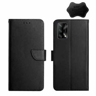 For OPPO F19 Genuine Leather Fingerprint-proof Horizontal Flip Phone Case(Black)