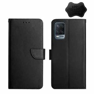 For OPPO A54 Genuine Leather Fingerprint-proof Horizontal Flip Phone Case(Black)