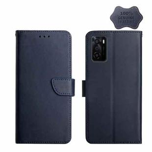 For OPPO A55S Japan Version Genuine Leather Fingerprint-proof Horizontal Flip Phone Case(Blue)