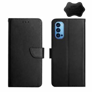 For OPPO Reno4 Pro Genuine Leather Fingerprint-proof Horizontal Flip Phone Case(Black)