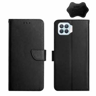 For OPPO Reno4 F Genuine Leather Fingerprint-proof Horizontal Flip Phone Case(Black)