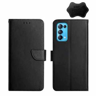 For OPPO Reno5 Genuine Leather Fingerprint-proof Horizontal Flip Phone Case(Black)