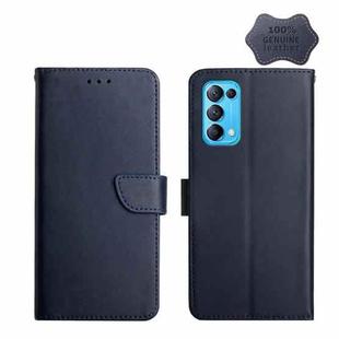 For OPPO Reno5 Genuine Leather Fingerprint-proof Horizontal Flip Phone Case(Blue)
