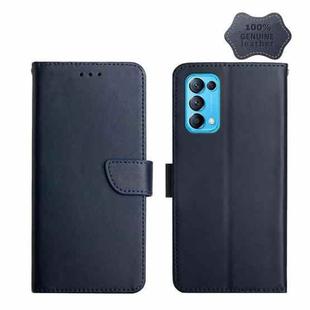 For OPPO Reno5 5G Genuine Leather Fingerprint-proof Horizontal Flip Phone Case(Blue)