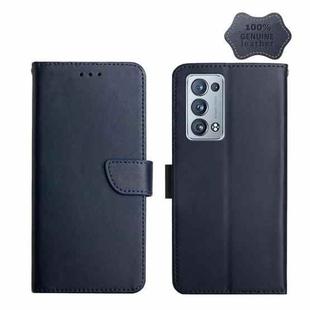 For OPPO Reno6 Pro+ Genuine Leather Fingerprint-proof Horizontal Flip Phone Case(Blue)