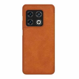 For OnePlus 10 Pro NILLKIN QIN Series Crazy Horse Texture Leather Phone Case(Brown)