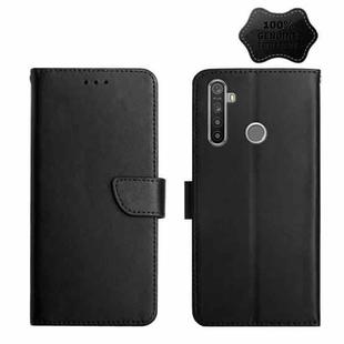 For OPPO Realme 5 Pro Genuine Leather Fingerprint-proof Horizontal Flip Phone Case(Black)