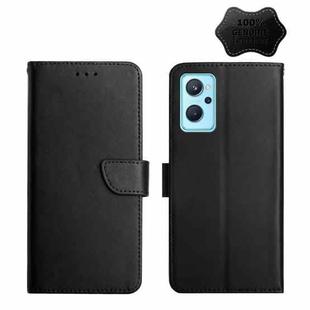 For OPPO Realme 9i Genuine Leather Fingerprint-proof Horizontal Flip Phone Case(Black)