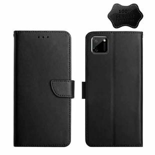 For OPPO Realme C11 Genuine Leather Fingerprint-proof Horizontal Flip Phone Case(Black)