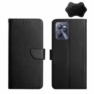 For OPPO Realme C35 Genuine Leather Fingerprint-proof Horizontal Flip Phone Case(Black)