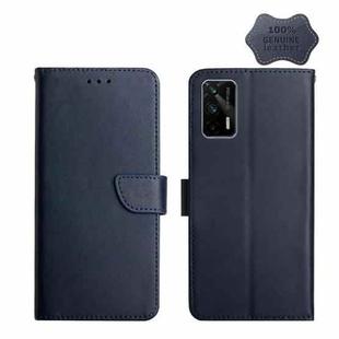 For OPPO Realme GT Genuine Leather Fingerprint-proof Horizontal Flip Phone Case(Blue)